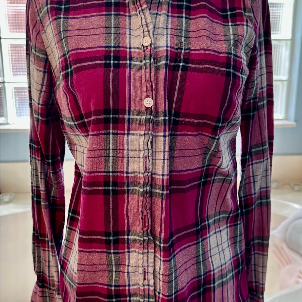 XXS - Plaid Button-Up Shirt in Pink and Black - Picture 2 of 11
